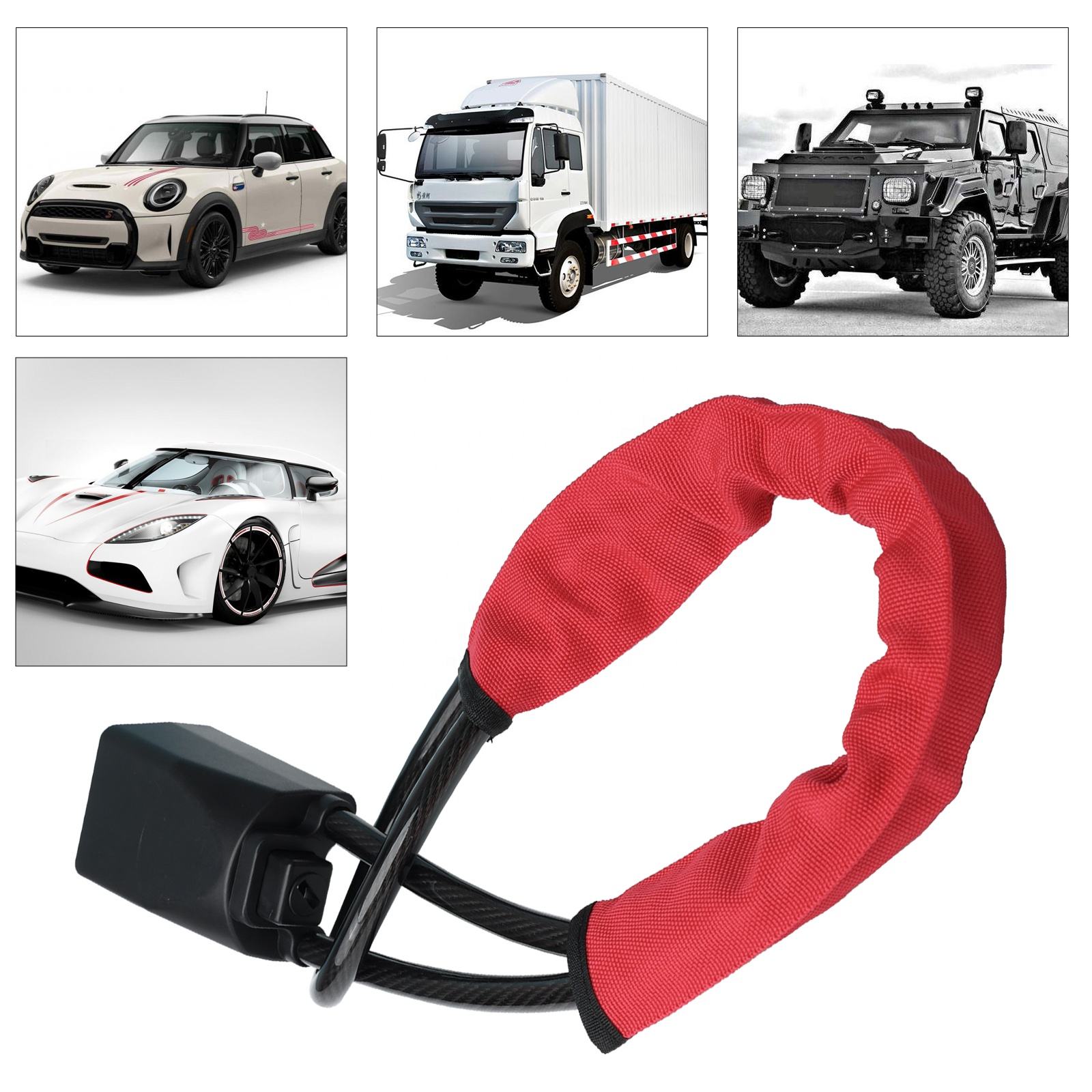 Farbin FB-FXPS-RED Car Anti-Theft Locking Device - Steering Wheel to Seat Belt Lock